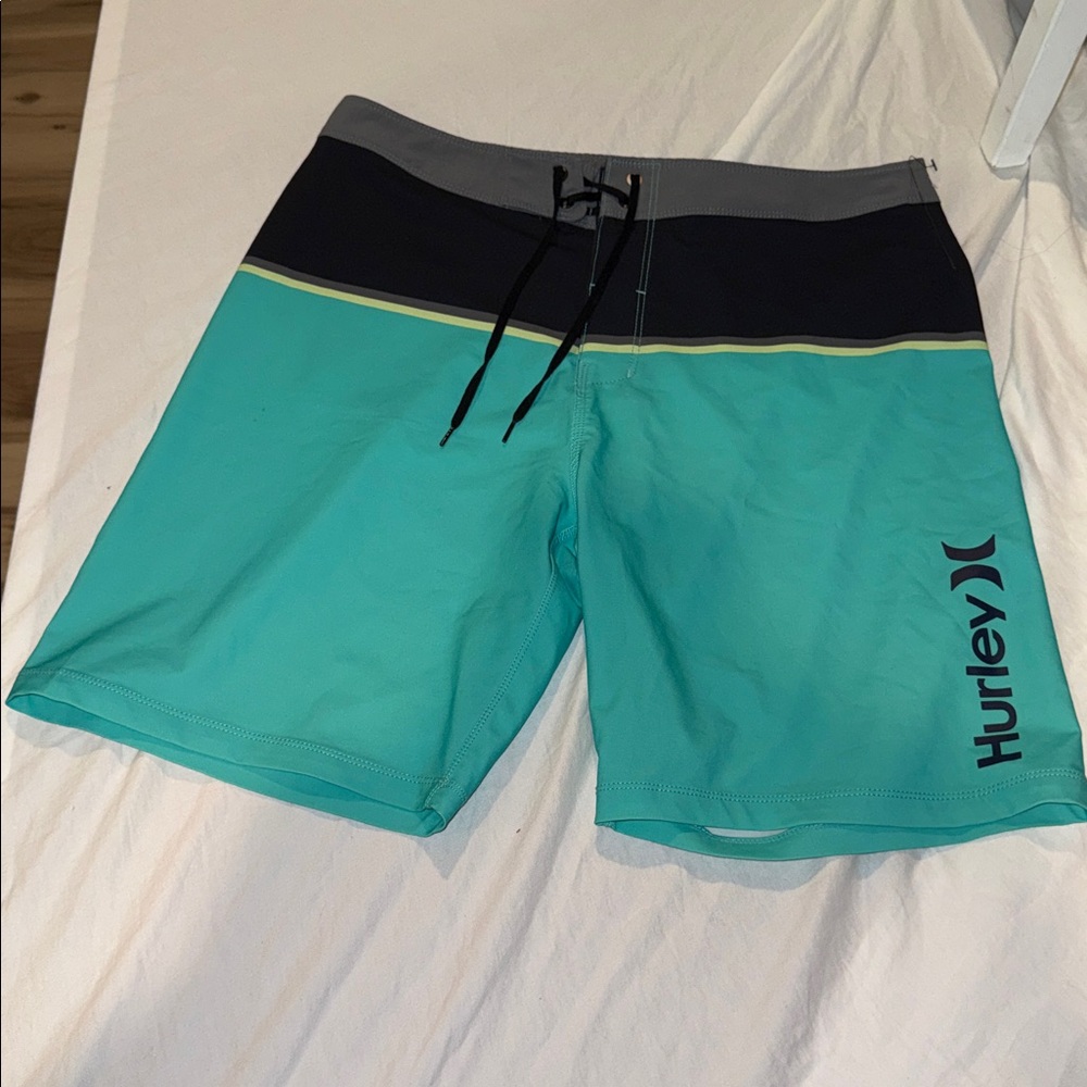 Hurley Aqua and Black Swim Shorts